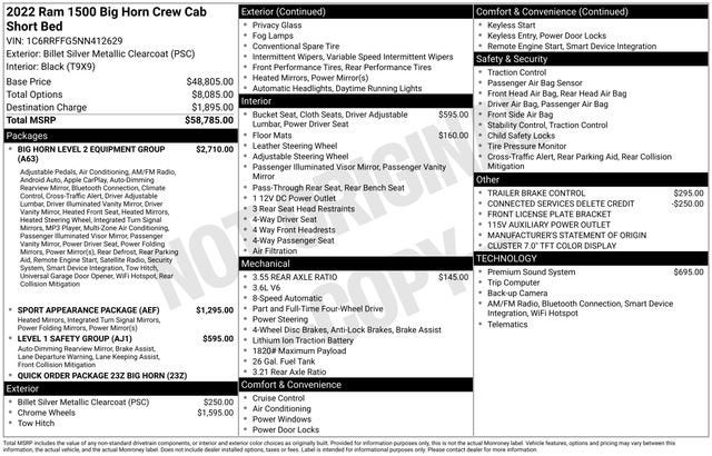 2022 RAM 1500 Big Horn Crew Cab 4x4 5'7" Box