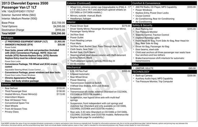 2013 Chevrolet Express Passenger 3500 LT
