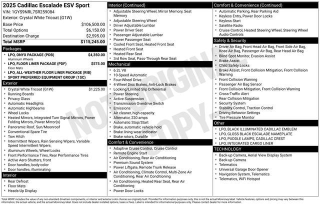 2025 Cadillac Escalade ESV Sport