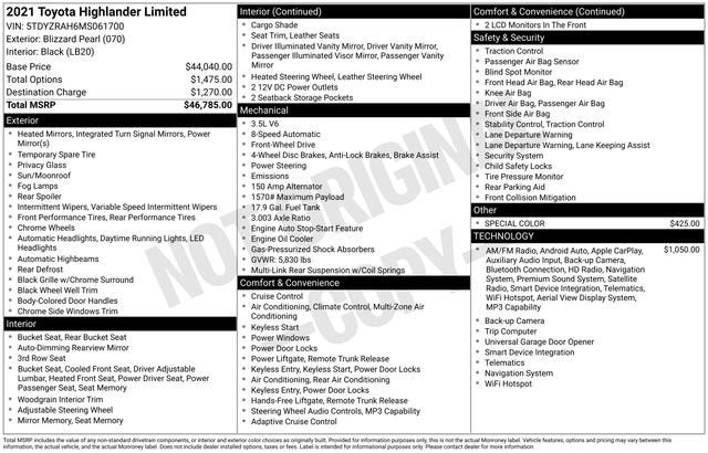2021 Toyota Highlander Limited