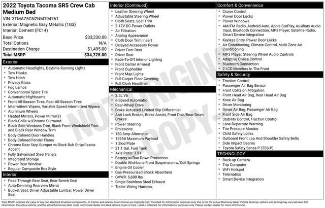 2022 Toyota Tacoma 2WD SR5