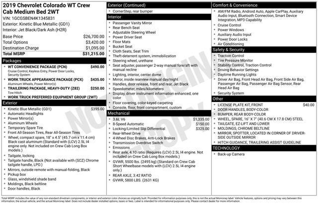 2019 Chevrolet Colorado 2WD Work Truck