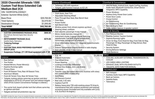 2020 Chevrolet Silverado 1500 Custom Trail Boss