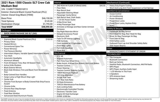 2021 RAM 1500 Classic SLT