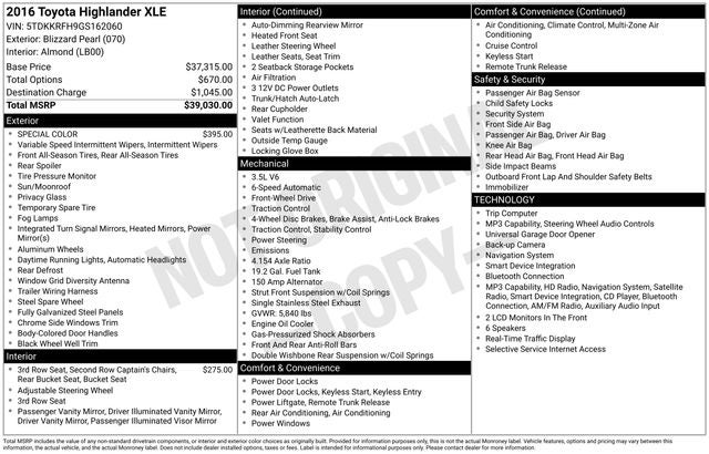 2016 Toyota Highlander XLE V6